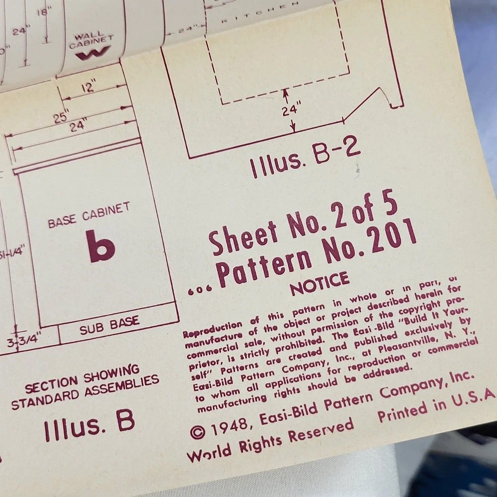 VTG Easi-Bild 5pc Woodworking Patterns Kitchen Cabinets Handyman 1950s 1960s